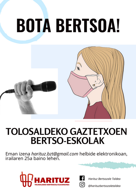 ABIERTA LA INSCRIPCIÓN PARA LAS CLASES DE BERTSOLARIS DEL CURSO 2020-2021