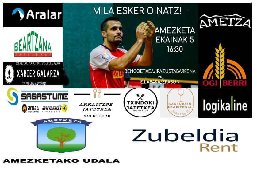 EL DOMINGO HABRÁ PARTIDOS DE PELOTA EN AMEZKETA