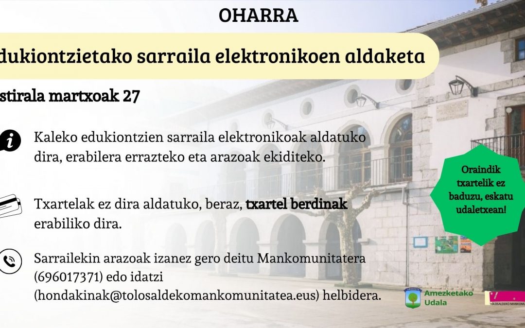ZABOR-EDUKIONTZIEN SARRAILA ELEKTRONIKO BERRIAK